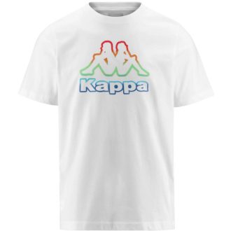   FRIODO KAPPA környakas regular fit férfi pamut póló nagyméretű színes logóval - fehér